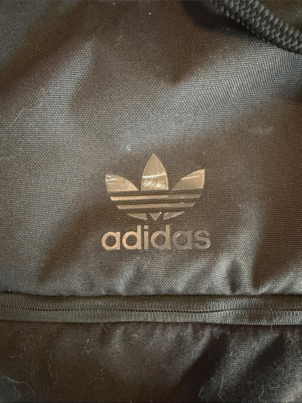 adidas Black Drawstring Backpack with Front Zip Pocket
